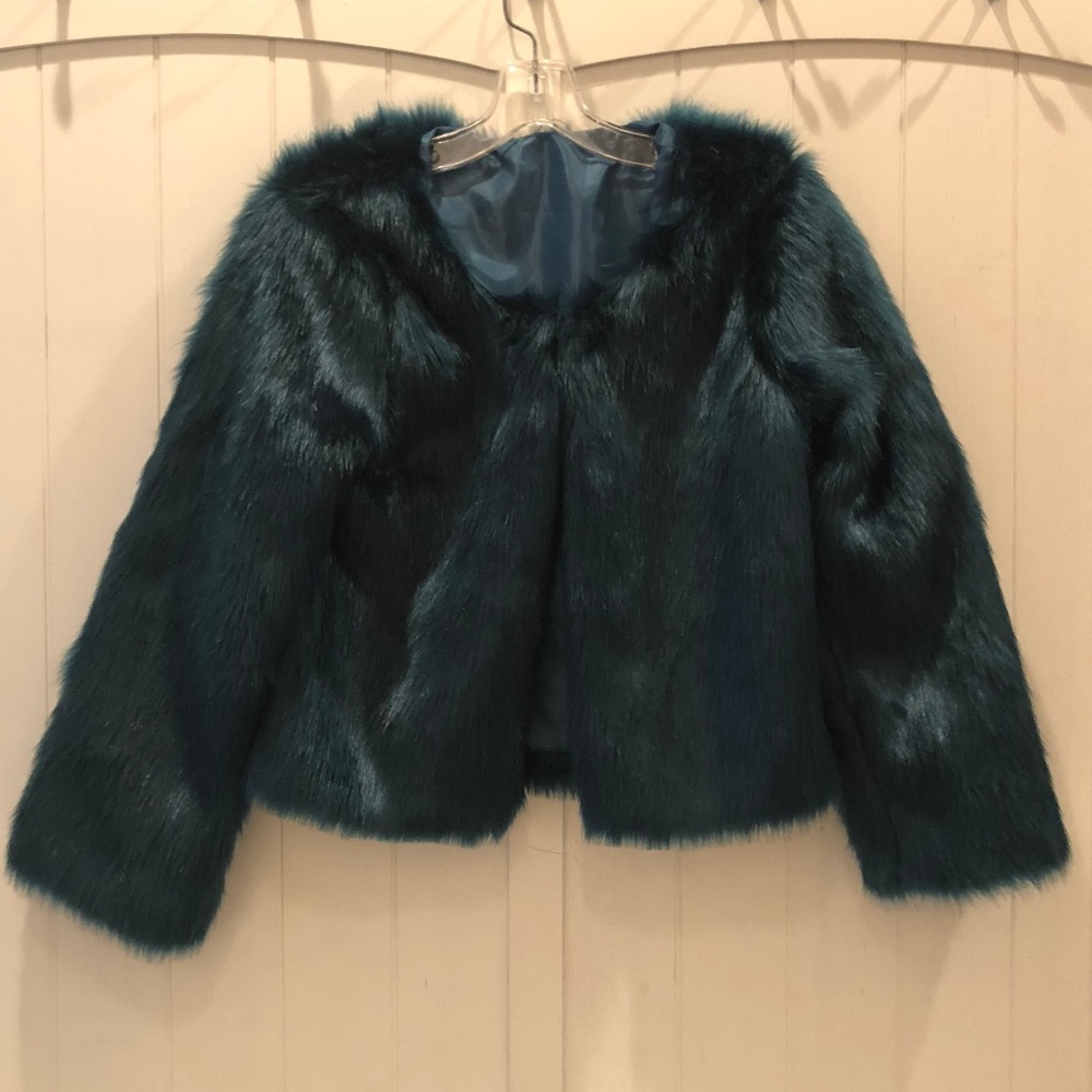 Teal Faux Fur Jacket